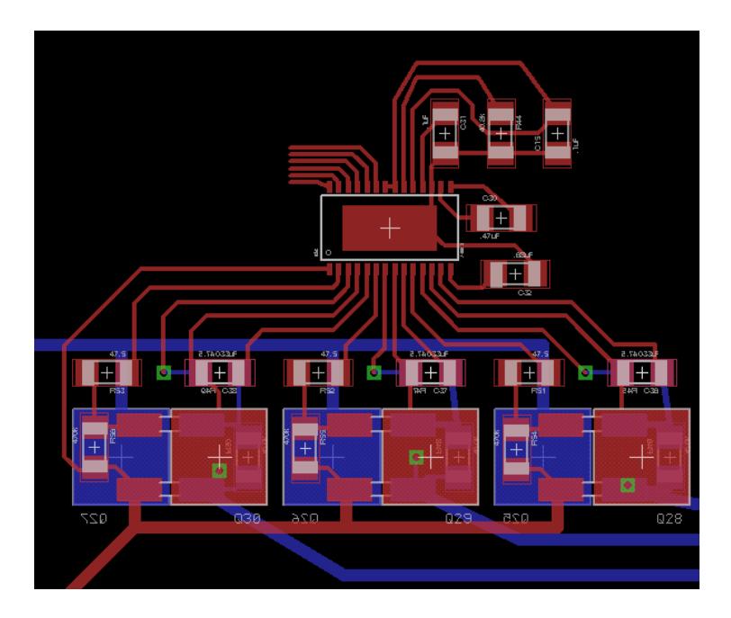 Fig. 5. Board layout for a single wheels motor driver.