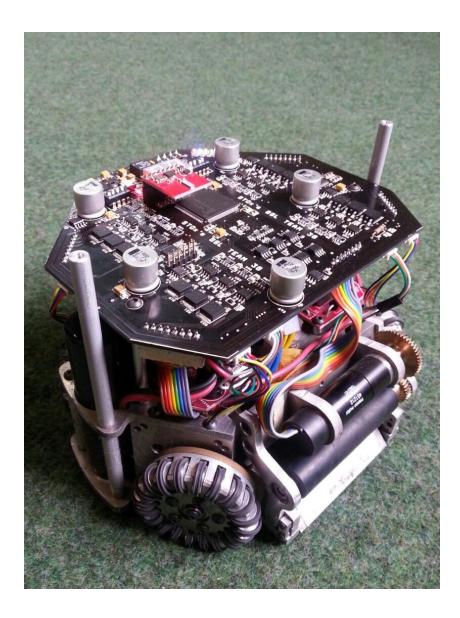 Fig. 1. Picture of one robot of the STOx's 3rd generation with the modifications after RoboCup 2014