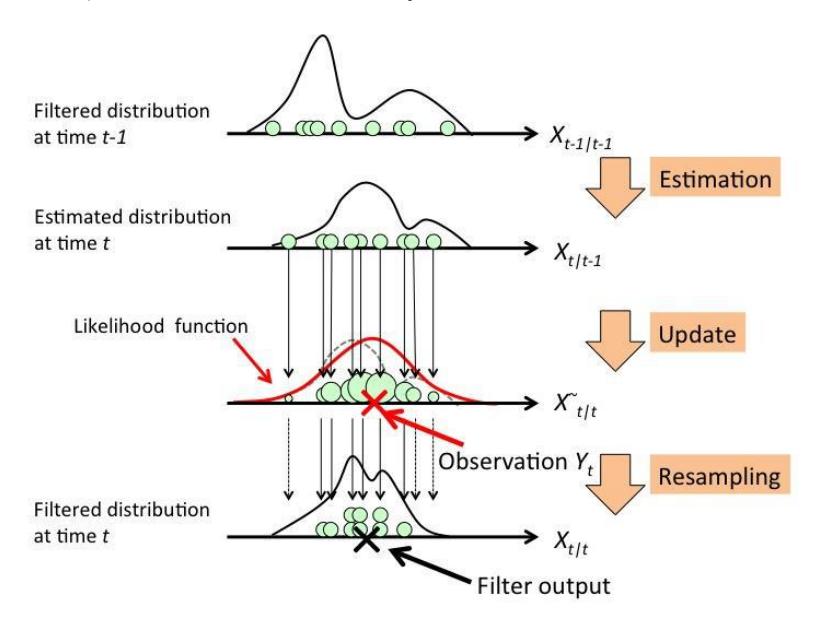 Fig. 2. Process of the particle filter