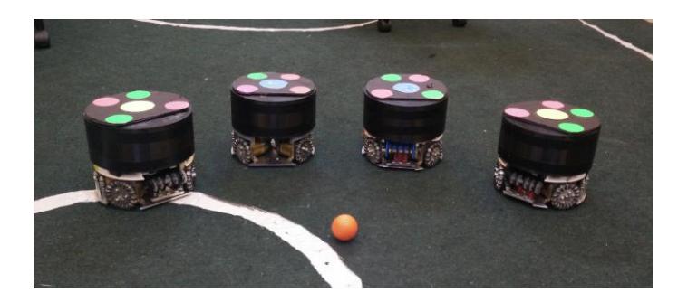 Fig. 4: First generation RoboBulls SSL robots
