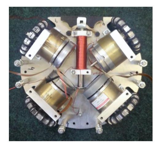 Fig. 5: Motors and kicker attached to chassis