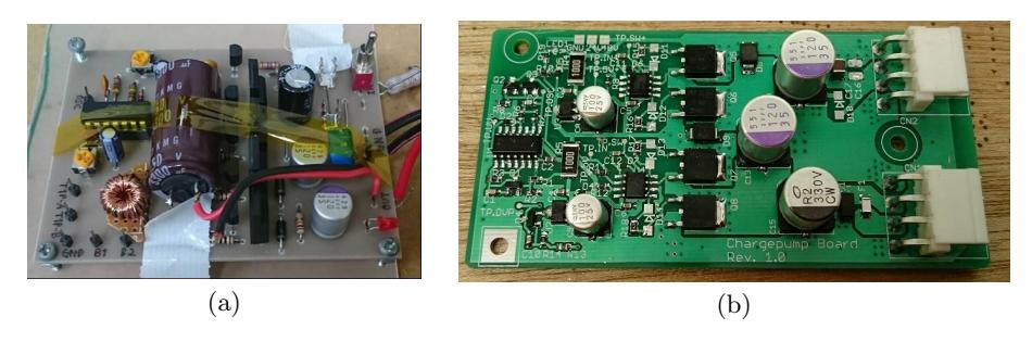 Fig. 10. Booster circuit, (a) prototype, (b) actual mounted version