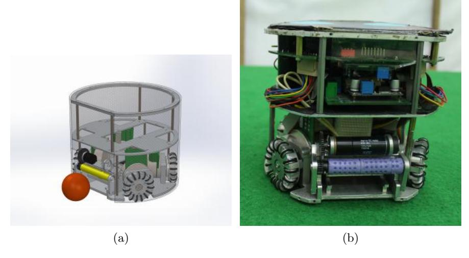 Fig. 1. Top view of 3D CAD model and the real bot.