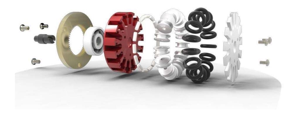 Exploded view of NEUIslanders Omni-Wheels