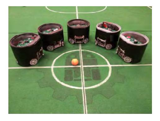 Fig. 1. Five out of six completed robots