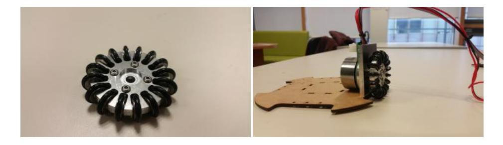 Left: the wheel, right: the motor bloc