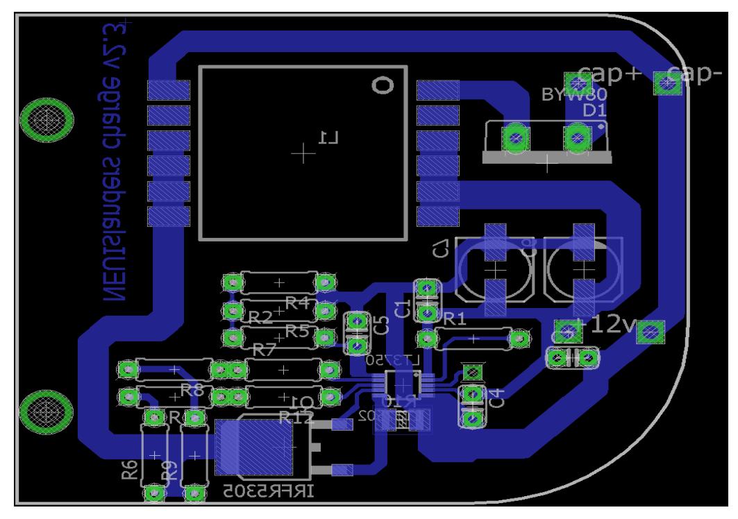 Figure 3: PCB Layout of capacitor charger Circuit