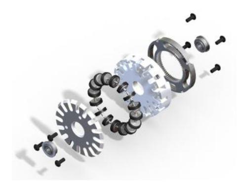 Exploded view of current wheel.