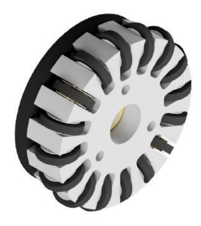 Fig. 1: Omniwheel with 16 rubber rollers