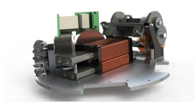 Integrated views of straight kicker, chip kicker and dribbler