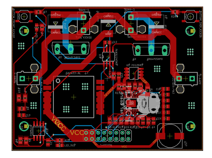 Kicker board designed in Autodesk Eagle software