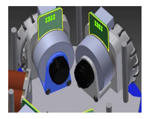 Fig. 6. Final geometry of the encoder support in blue.
