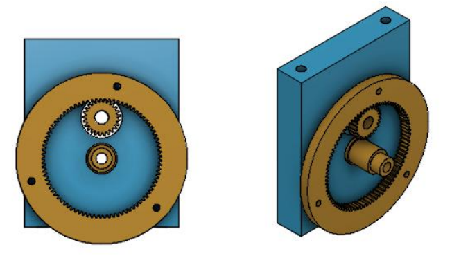 Fig. 3: Front and general view of gear system.