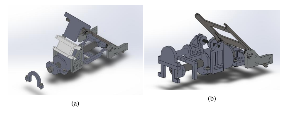 Fig. 2.2: Current (a) and Previously Proposed (b) Iterations of the Chipper and Kicker Mechanisms