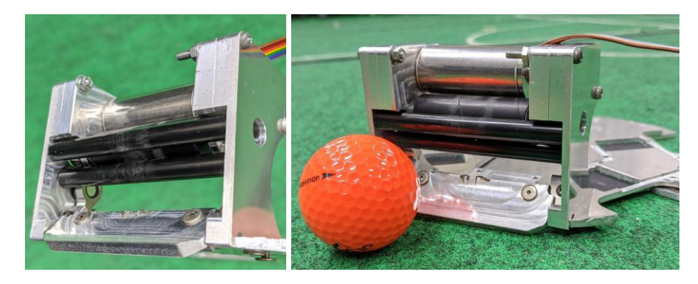 Prototype dribbler used for the test.