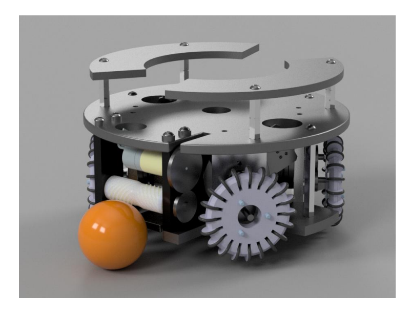 Fig. 1. CAD model of robot interior, sans circuit boards and wiring.