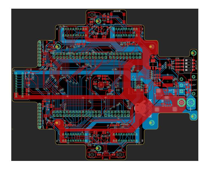 Fig. 7. New main board layout without the motor drivers.