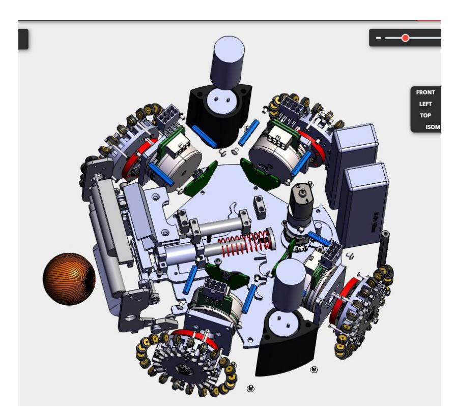 Exploded view of the new CAD assembly