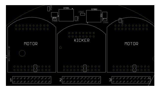 Cutout of the silklayer on our power distribution board