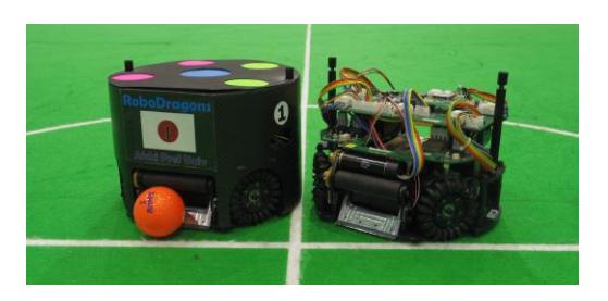 The seventh-generation RoboDragons robots developed in 2016
