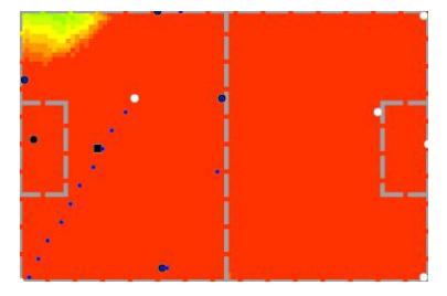 Fig. 10. Blue team with mines positioning on yellow ball placement.