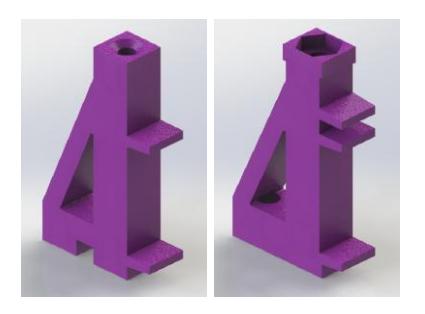 Renders of the old (left) and new (right) back PCB holders.
