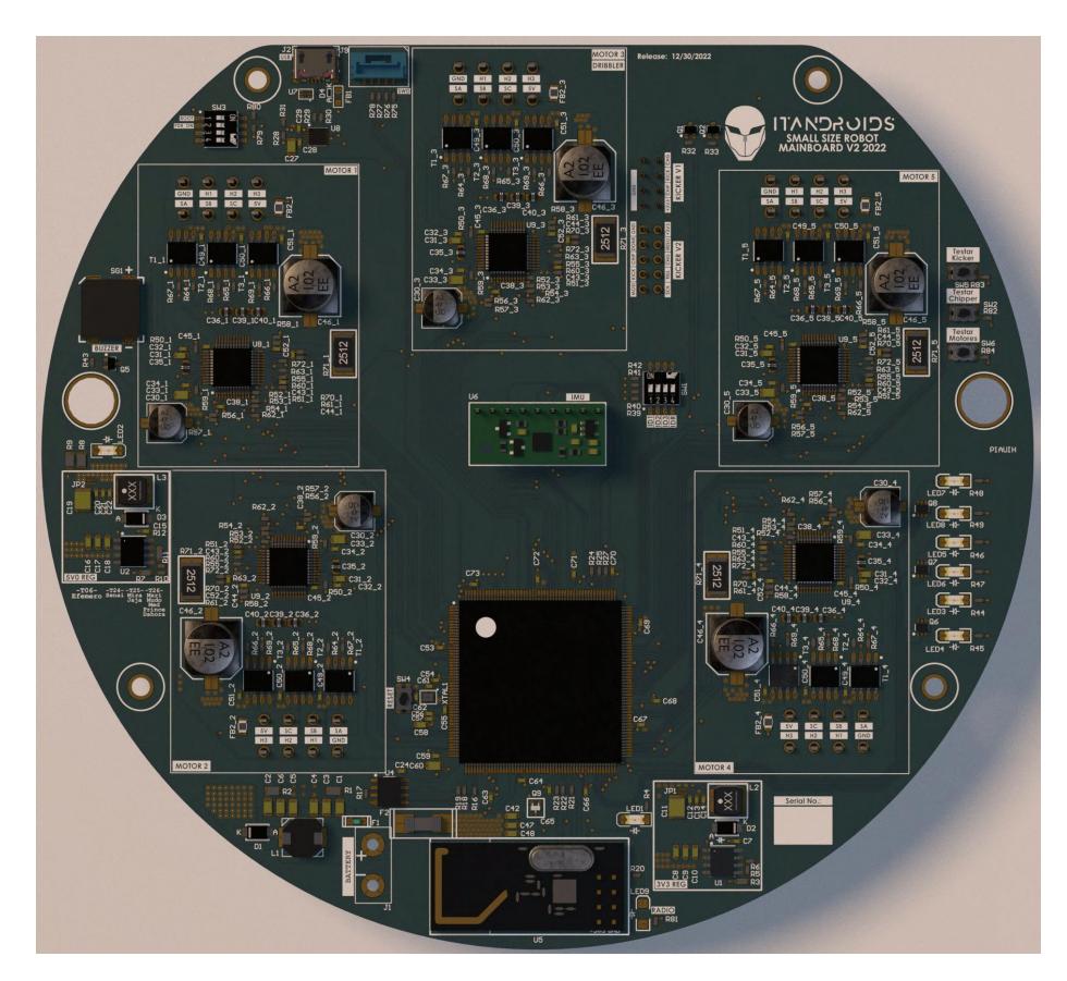 A rendered image of Mainboard v2 from Altium Design.