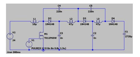 Fig. 10. LTSpice circuit for new voltage booster