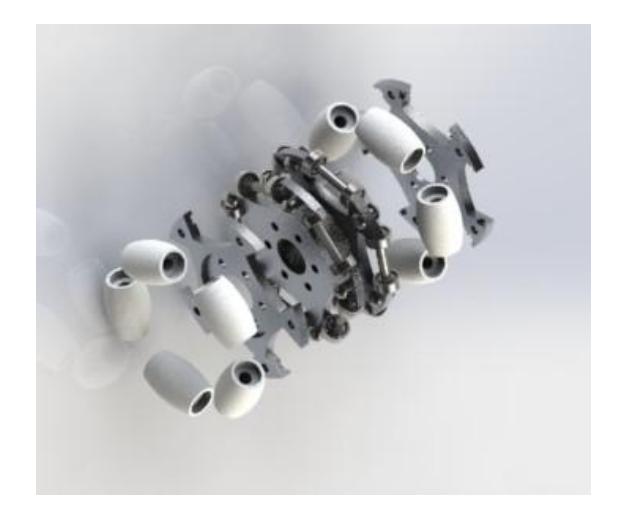 Fig. 4. Exploded view of designed omni-wheel