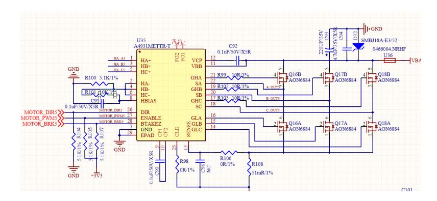 The Motor drive schematic diagram.