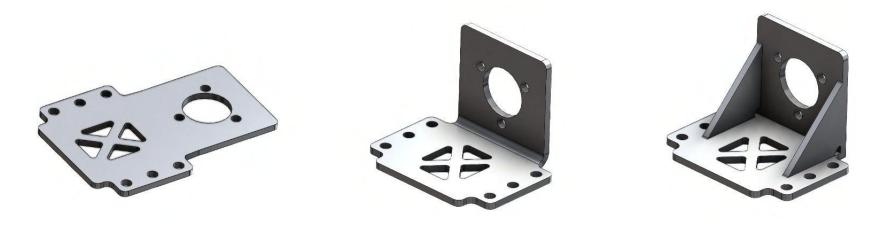 Fig. 6. Motor mount manufacturing process: from sheet metal to welding