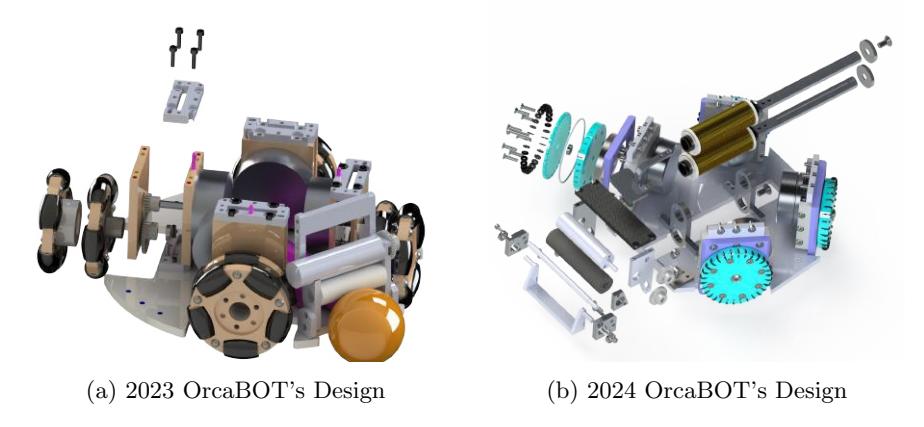 Fig. 2: OrcaBOT design iterations