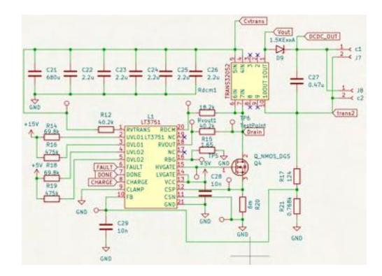 Schematic of boost circuit using LT3751