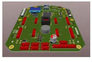 Top view of the rendered 3D model of the new Motherboard design.