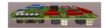 Side view displaying connector ports of the rendered 3D model of the new Motherboard design.