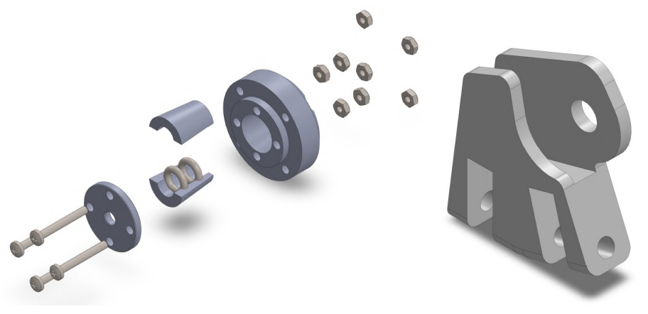 Figure 2: (a) Locking Assembly nuts and bolts (b) Locking Assembly centerpiece