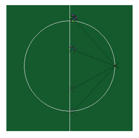 Fig. 10. Showing the ball tracking whilst moving along the line