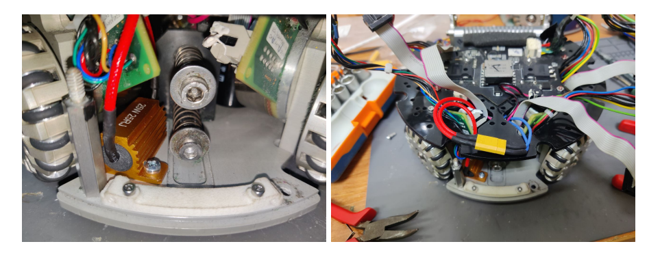 Fig. 4. Discharge resistor bolted to the aluminum plate and connected to the kicker PCB