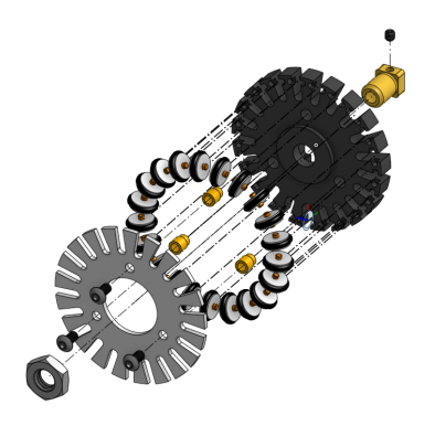 Exploded view of the new wheel.