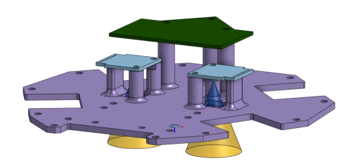 Mounting for the optical flow sensor with the companion PCB and vision cones.