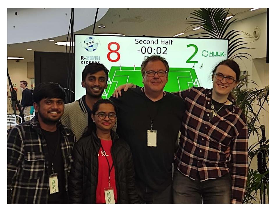 Our Indian friends joined us at GORE 2023 in Hamburg. From left to right: Mohammed Nooruddin Asrar, Nishay Anand, Asfiya Aazim Shirsangi, Adrian Müller, Andy Hobelsberger